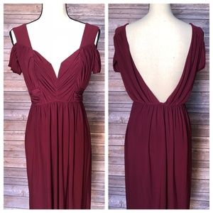 ASOS Cold Shoulder Burgundy Midi Dress